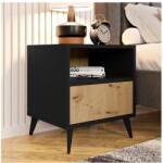 MIRJAN 24 Éjjeliszekrény OVESSI 52x47 cm fekete/tölgy artisan MJ0109 (MJ0109)