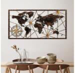 Asir Fali dekoráció 120x60 cm világtérkép fém 891TNL2424 (AS2006)