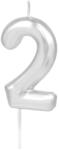 PartyPal Számgyertya ezüst 6cm 2-es (LUFI463817)