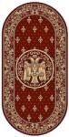 Lotos Covor Oval Model Bisericesc Lotos 15032-210, Imprimeu cu Vultur Bicefal, Marime 80 x 150 cm, Grena, Rosu, Inaltime Fir 8 mm, Antialergic, Polipropilena, Manastire, Biserica, Altar, Naos, Pronaos (2211 Covor