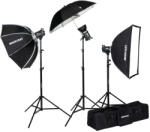 Godox MS300II-V Tripla beltéri Vakuszett Mikrosat Clicks Softboxal és ernyővel(3 x 300Ws)