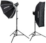 Godox MS300II-V Dupla Vakuszett beltérre- Mikrosat 100cm octo - 25x100 4Clicks Softboxal (2 x 300Ws)