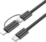 BOROFONE Cable BX104 Primo - USB Type C - Type C + Lightning - 60W 3A 1 méter fekete