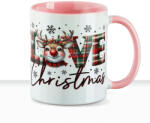 Deconline Customs Karácsonyi bögre "Love Christmas" 330 ml kerámia Rózsaszín Full HD (DO129186-PINK-MUG)