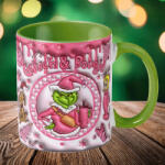 Deconline Customs Grincses karácsonyi bögre "G&B" pufi hatású zöld bögre (DO129185-GREEN-MUG)