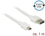 Delock Kábel, EASY-USB 2.0-s A-típusú csatlakozódugó > USB 2.0-s Mini-B-típusú csatlakozódugó, 1 m, (85157)