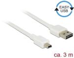 Delock Kábel, EASY-USB 2.0-s A-típusú csatlakozódugó > USB 2.0-s Mini-B-típusú csatlakozódugó, 3 m, (85161) - dellaprint