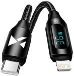 Wozinsky USB-C kábel - Lightning Wozinsky WUCLC2 LED 36W 2m - Fekete