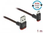 Delock EASY-USB 2.0 kábel A-típusú csatlakozódugó - EASY-USB Micro-B típusú csatlakozódugó, ívelt fe (85266) - dellaprint