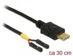 Delock Kábel USB Type-C apa > 2 x tüskesori csatlakozó, anya, különálló teljesítmény, 30 cm (85396)