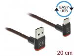 Delock EASY-USB 2.0 kábel A-típusú csatlakozódugó - USB Type-C csatlakozódugó, ívelt felfelé / lefe (85274)
