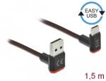 Delock EASY-USB 2.0 kábel A-típusú csatlakozódugó - USB Type-C csatlakozódugó, ívelt felfelé / lefe (85277)