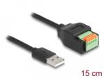 Delock A-típusú USB 2.0 kábel apa - terminal block adapter lenyomó gombbal 15 cm (66061) - dellaprint