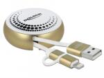 Delock USB 2.0 2 az 1-ben behúzható kábel A-típusú Micro-B és Lightning fehér / arany (85820) - dellaprint