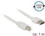 Delock Kábel, EASY-USB 2.0-s A-típusú csatlakozódugó > USB 2.0-s B-típusú csatlakozódugó, 1 m, fehér (83686)