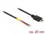 Delock USB 2.0-s kábel Micro-B-csatlakozódugóval > 2 db nyitott vezetékkel, 20 cm Raspberry Pi (85541) - dellaprint