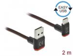 Delock EASY-USB 2.0 kábel A-típusú csatlakozódugó - USB Type-C csatlakozódugó, ívelt felfelé / lefe (85278)