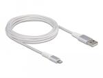 Delock USB adat- és töltőkábel iPhone , iPad és iPod DuPont Kevlar készülékhez fehér 3 m (83003)