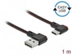 Delock EASY-USB 2.0 kábel A-típusú csatlakozódugó - USB Type-C csatlakozódugó, ívelt bal / jobb, 1 (85281)