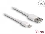 Delock USB töltő kábel iPhone , iPad , iPod eszközökhöz fehér 30 cm (87866)