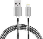 GoGEN Lightning kábel 3m, textil borítás, ezüstös szín (GOGLIGHTN300MM24)