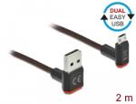 Delock EASY-USB 2.0 kábel A-típusú csatlakozódugó - EASY-USB Micro-B típusú csatlakozódugó, ívelt fe (85268) - dellaprint