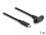 Delock SuperSpeed USB 10 Gbps (USB 3.2 Gen 2) USB Type-C kábel apa-anya 1 m panel-csatlakozójú fekete (87824)