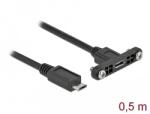 Delock Kábel, USB 2.0-s Micro-B típusú csatlakozóhüvely, panelrögzítés > USB 2.0-s Micro-B típusú cs (35108) - dellaprint