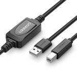 UGREEN US122 aktív USB 2.0 AB nyomtatókábel, 15 m fekete (10362)