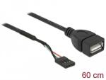 Delock USB 2.0-s csatlakozóhüvellyel ellátott kábel a 1 x USB 2.0 A-típusú csatlakozóhüvely, 60 cm (85671)