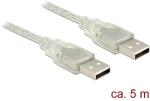 Delock USB 2.0-s kábel A-típusú csatlakozódugóval > USB 2.0-s, A-típusú csatlakozódugóval, 5 m, átte (83891) - dellaprint