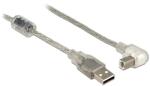 Delock USB 2.0-s kábel A-típusú dugó > USB 2.0 B-típusú dugó derékszögű 0, 5 m áttetsző (84811)