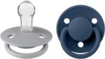 BIBS - Set 2 suzete De Lux Silicon, tetina rotunda, marime universala-Cloud/Steel Blue