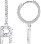 Troli Karika single "R" acél fülbevaló cirkónium kővel - 1 db