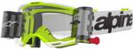 Alpinestars Vision 8 Wordmark ROLL-OFF Wide Vision motokrossz szemüveg fehér-fluo sárga, átlátszó plexivel