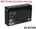Green Cell APC RBC18 helyettesítő akkumulátor csomag (2x 6V 7Ah) (RBC18-RP)