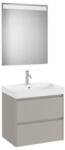 Roca Ona 2 fiókos mosdószekrény 65x46x64, 5 cm kerámia mosdóval és tükör LED világítással, homokszürke A851705510 (A851705510)