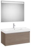 Roca Ona 1 fiókos mosdószekrény 100x46x50, 5 cm kerámia mosdóval és tükör LED világítással, sötét szil A851702511 (A851702511)