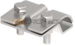 GROMTOR Ereszcsatorna csatlakozó köracélhoz, rozsdamentes acél V2A, 2 csavaros, d=8-10 mm, 60x55mm (114213) (114213)