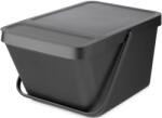 Brabantia Sort & Go Stackable Waste Bin halmozható hulladékgyűjtő felnyitható fedéllel, fogantyúval szelektív gyűjtéshez, 20L, sötétszürke - 277726 (277726)