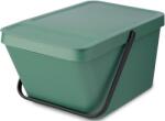 Brabantia Sort & Go Stackable Waste Bin halmozható hulladékgyűjtő felnyitható fedéllel, fogantyúval szelektív gyűjtéshez, 20L, platina zöld - 277740 (277740)