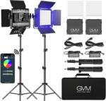GVM Kit 2 Panouri RGB, GVM 800D, 252 LED, trepiezi 200 cm inclusi, geanta transport si accesorii