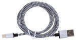 Compatibil Cablu USB A - USB Tip C, Model Zebra, 2m Lungime - Cablu de Date Textil, Incarcator Mufe Tip C (CUTC2M)