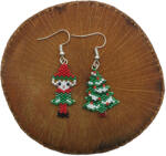 Carings Cercei Handmade, Model Elf si Pom - Accesoriu de Craciun Confectionat de Mana (CHMEPCR)