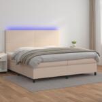 vidaXL Pat cu arcuri, cu saltea și LED cappuccino 200x200 cm piele eco (3135848) - comfy