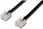  4-eres telefonkábel, RJ11 hím - RJ11 hím, 6 m, fekete, ADSL modemhez, economy, KIÁRUSÍTÁS