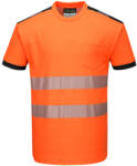 Portwest T181 PW3 Hi-Vis póló S/S Narancs/Fekete - 4XL (PW-T181OBR4XL) - megatool