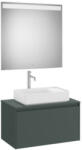 Roca Ona 1 fiókos mosdószekrény 79, 4x45, 7x44, 3 cm és tükör LED világítással, matt zöld A851712513 (A851712513)