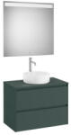 Roca Ona 2 fiókos mosdószekrény 79, 4x45, 7x58, 3 cm és tükör LED világítással, matt zöld A851716513 (A851716513)