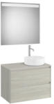 Roca Ona 2 fiókos mosdószekrény 79, 4x45, 7x58, 3 cm és tükör LED világítással, jobbos / világos tölgy A851715512 (A851715512)